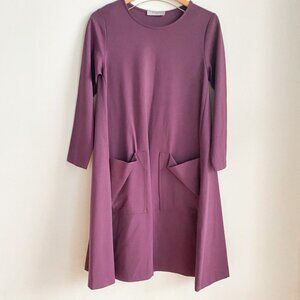 Bailey Lavender Purple PAtch pocket Trapese Long Sleeve Knit Dress L